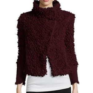 IRO Burgundy Textured Open-Front Jacket